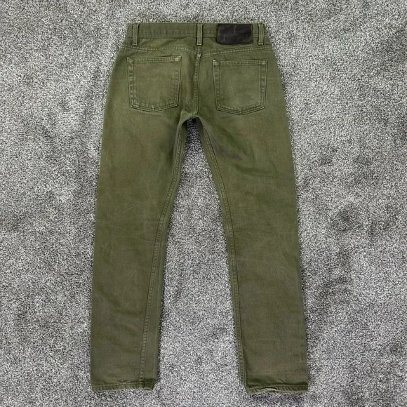 Naked & Famous Weird Guy Green Selvedge Chino Denim Jeans Mens 32 Button Fly